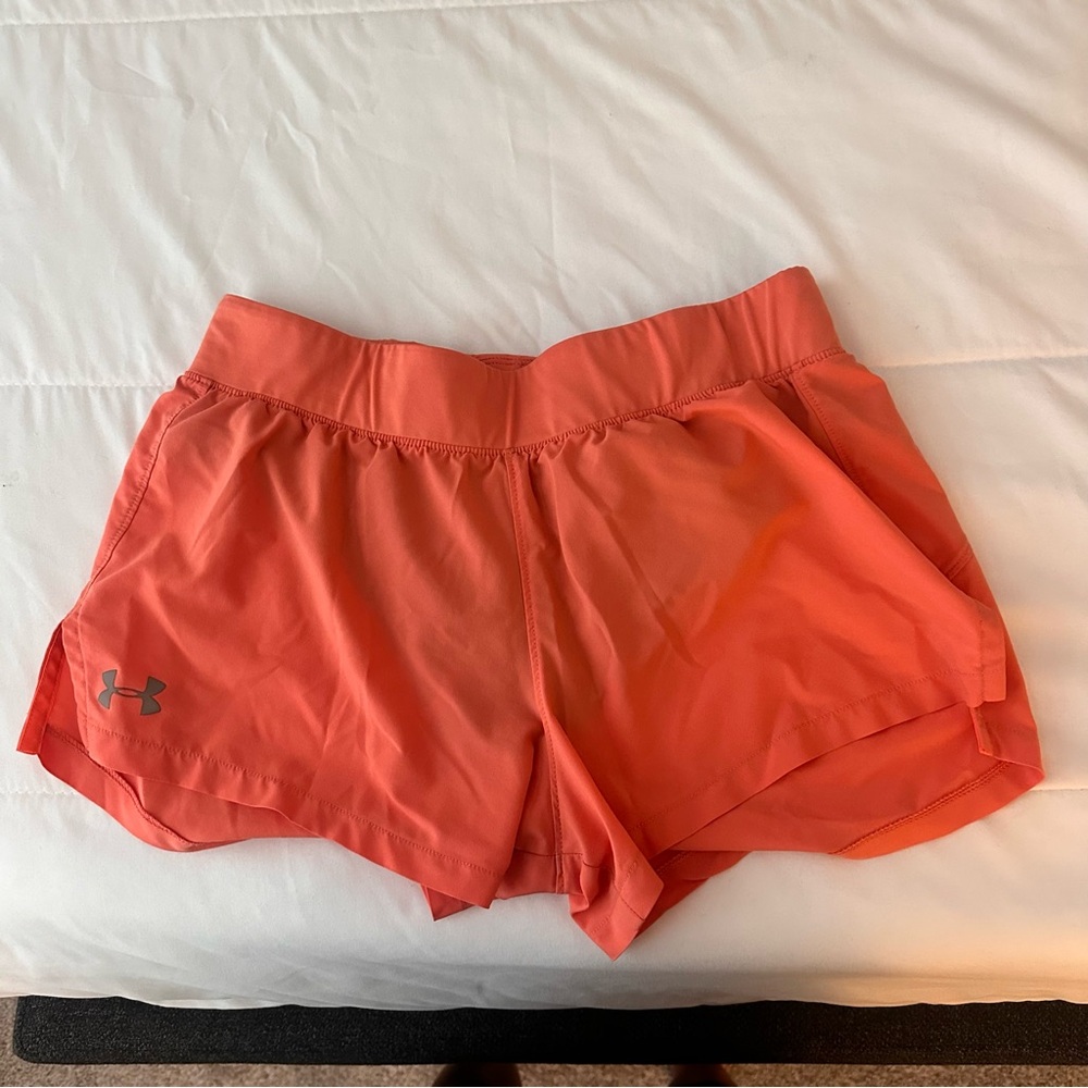 Under Armour orange short running shorts, size M